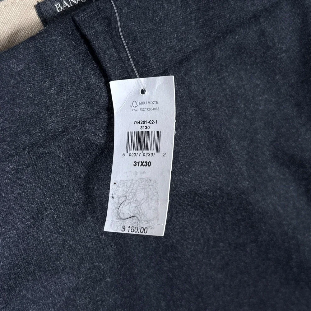 Banana Republic Dress Pants Mens 31x30 Gray Vitale Barberis Virgin Wool Flannel